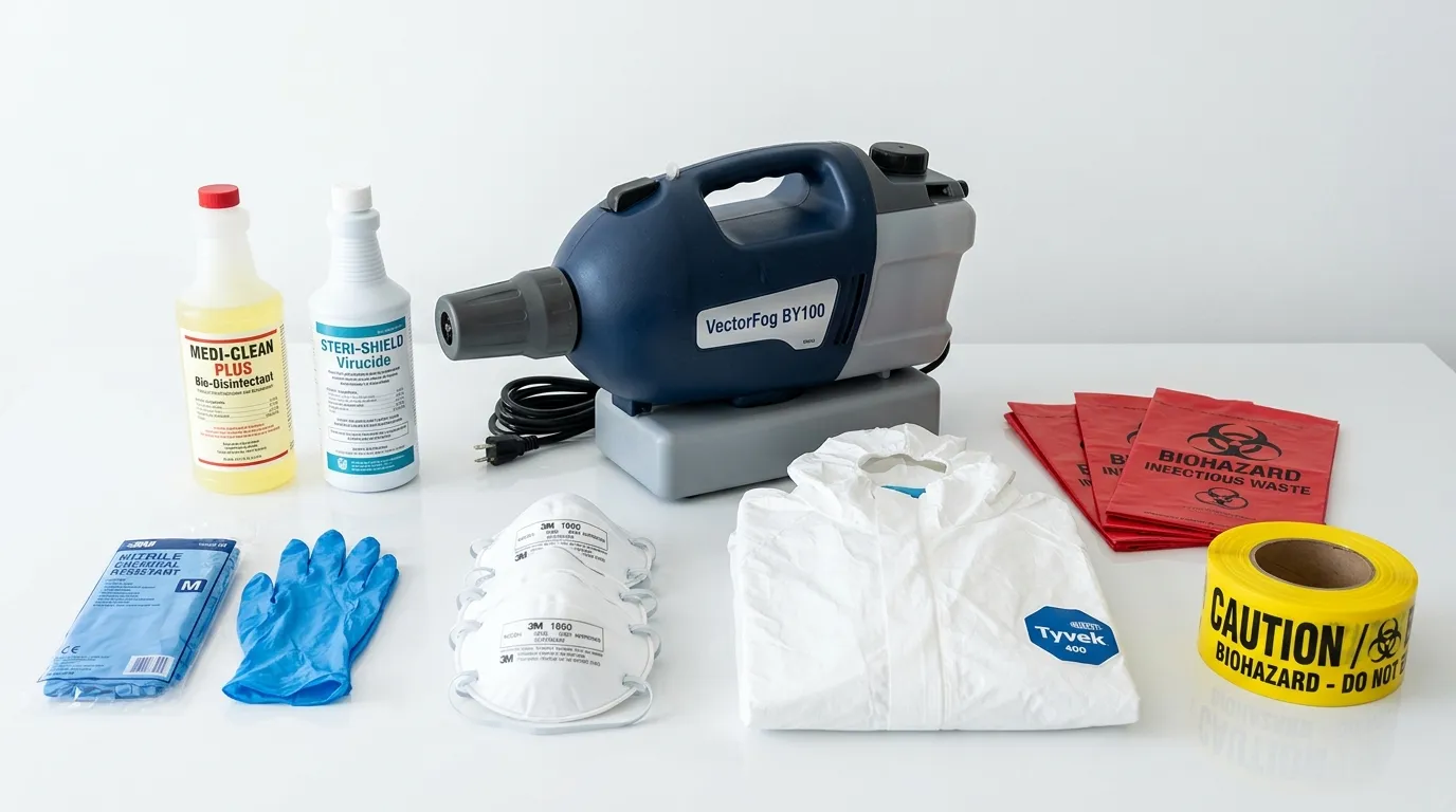 Professional biohazard remediation crew working in Plainville